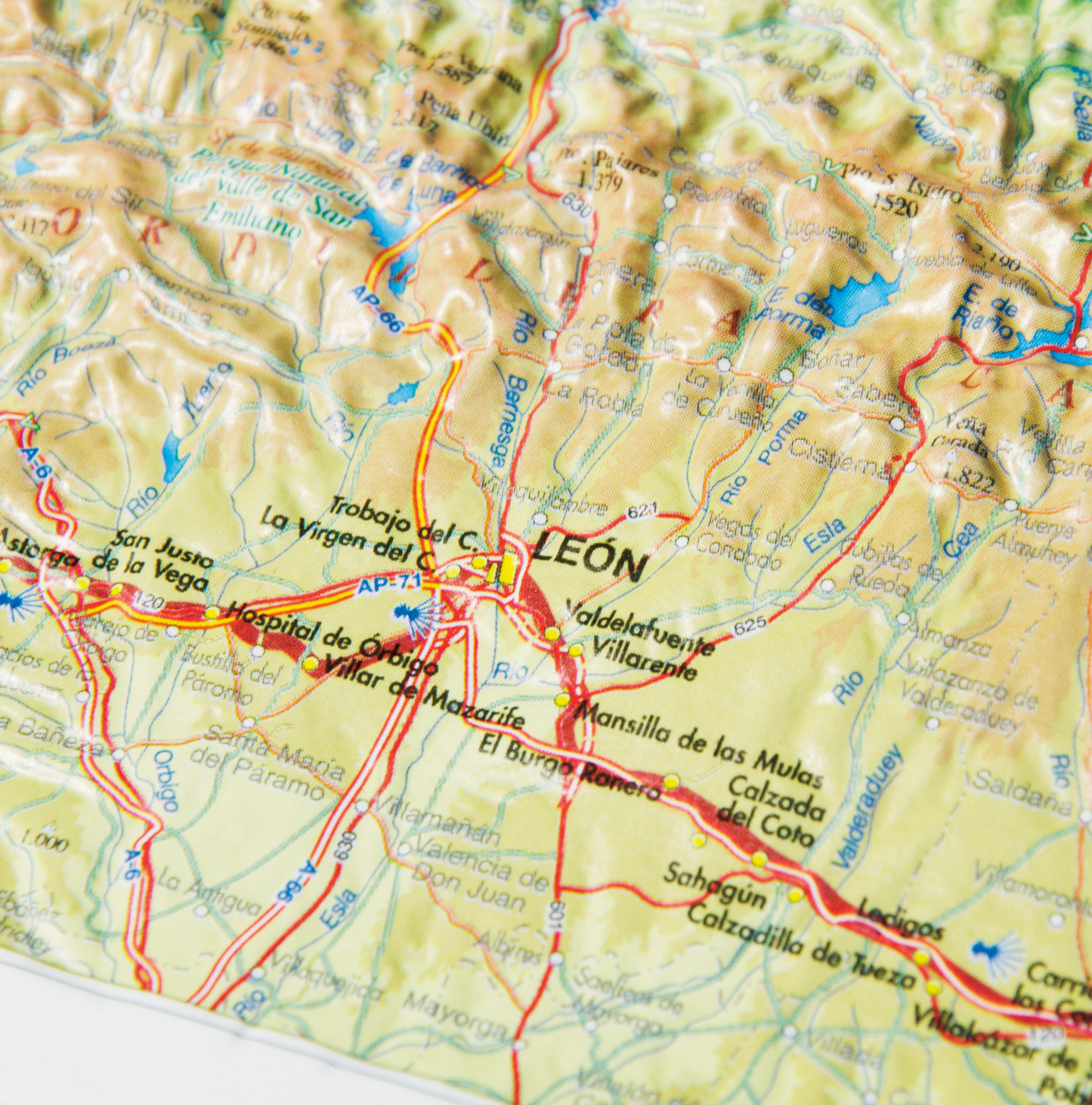 Imagen mapa relieve Camino Santiago Francés 
